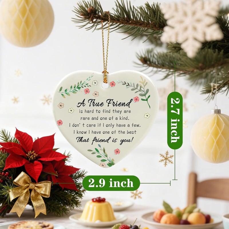 Jocidea A True Friend is Hard to Find They are Rare and One of a Kind - Birthday, Christmas Friendship Gift | Gifts for Best Friend, Bestie, Female BFF | Ceramic Keepsake, Friendship Christmas Ornament - Image 3